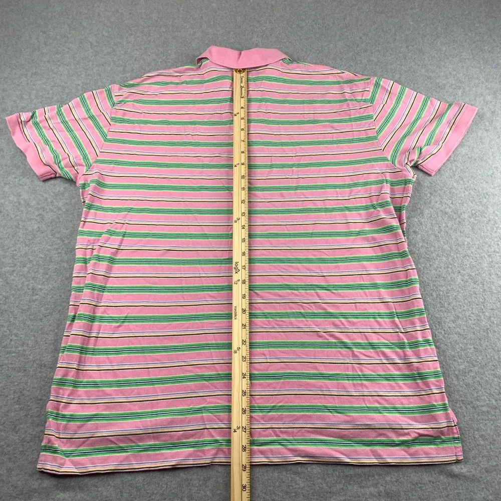 Polo Ralph Lauren Polo Shirt Mens XL Pink Multi-Stripe Pima Cotton Short Sleeve